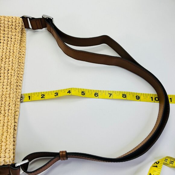 MICHAEL Michael Kors Townsend Straw Bucket Bag Tan Raffia Leather Tote - Picture 15 of 16